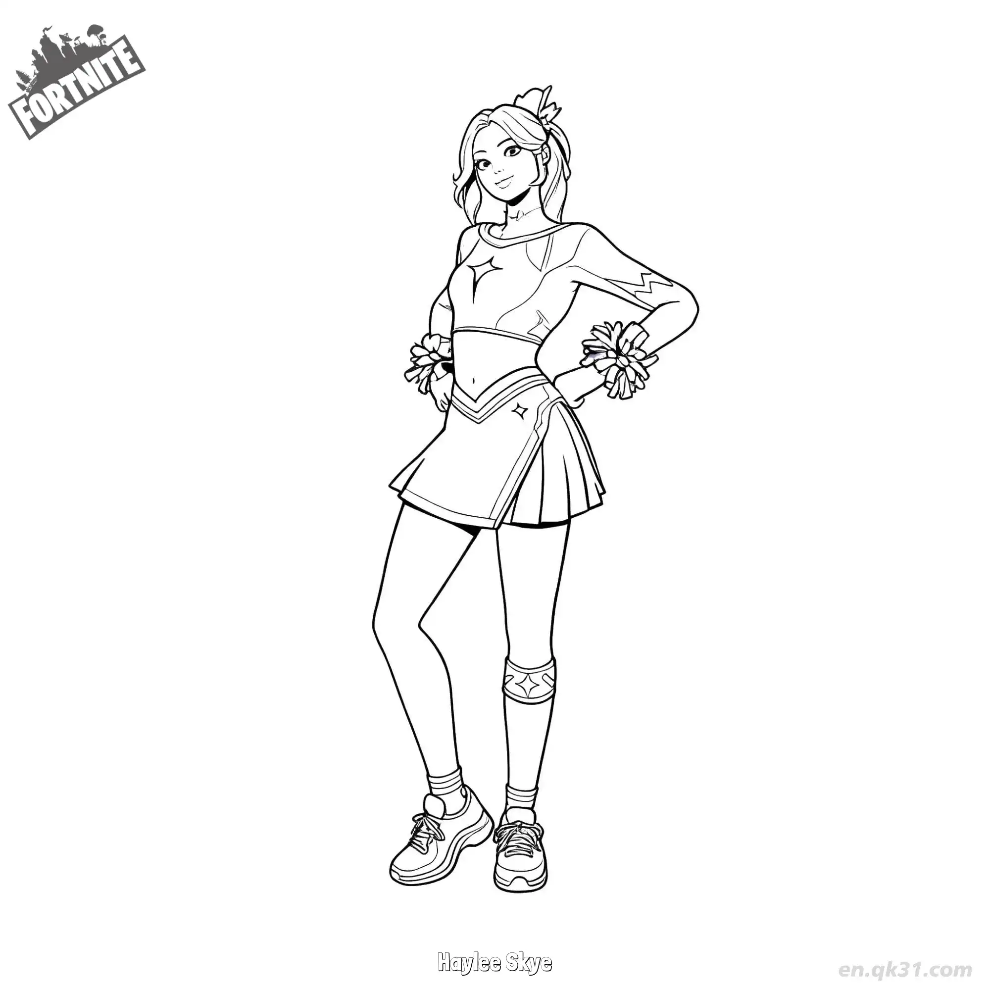 海莉·斯凯 02简笔画 素描 涂鸦 - 免费可打印堡垒之夜 下载PDF简笔画涂色画 – 为儿童和成人提供的免费可打印简笔画涂色画